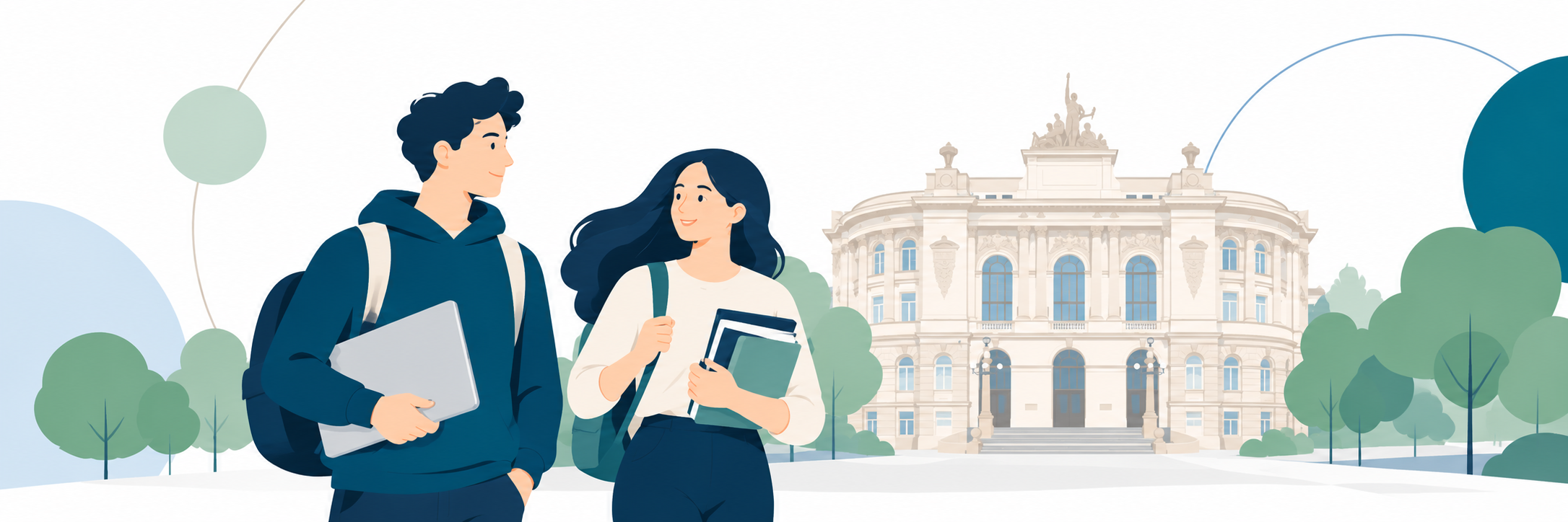 Students in front of the Main Building of Warsaw University of Technology
