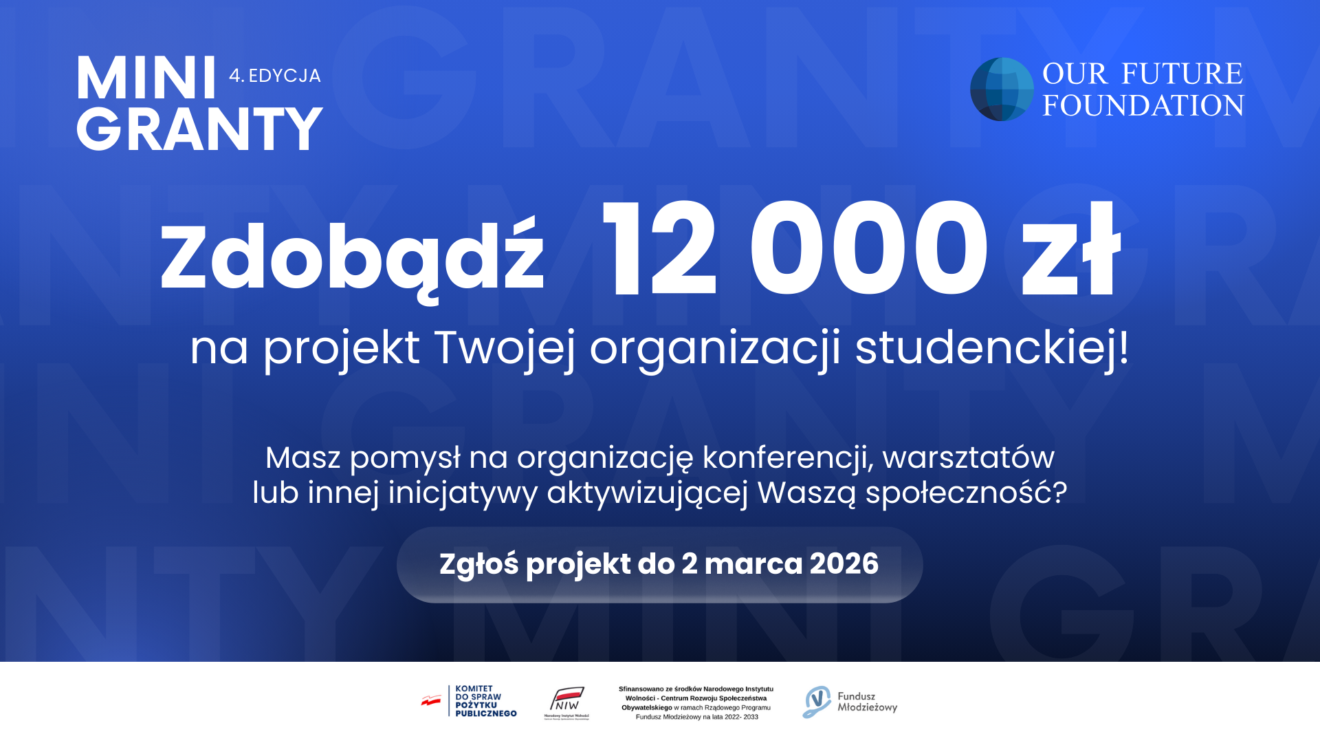 Organizacje studenckie mogą otrzymać nawet 12 000 zł na realizację projektu!