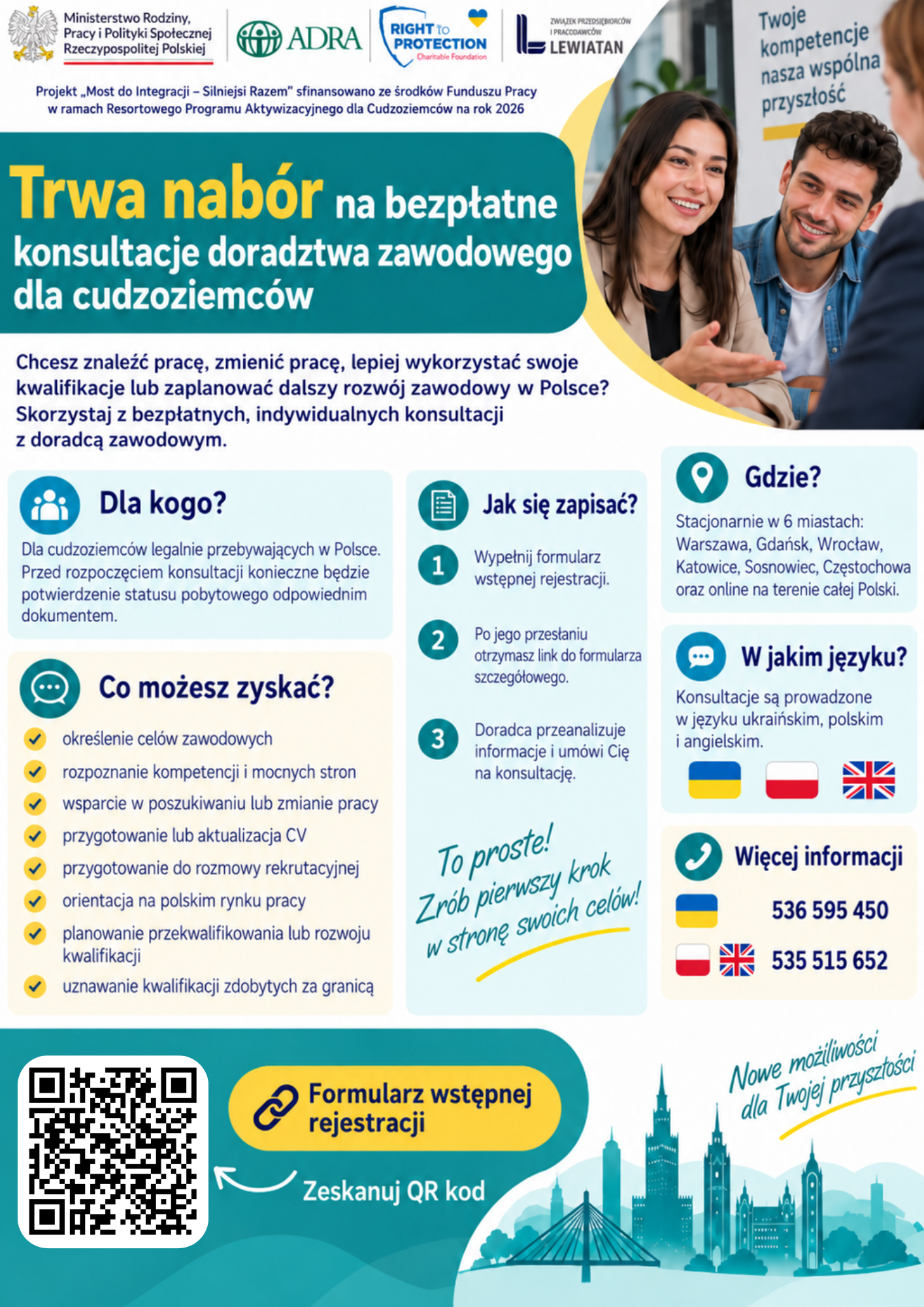 Bezpłatne konsultacje doradztwa zawodowe dla cudzoziemców