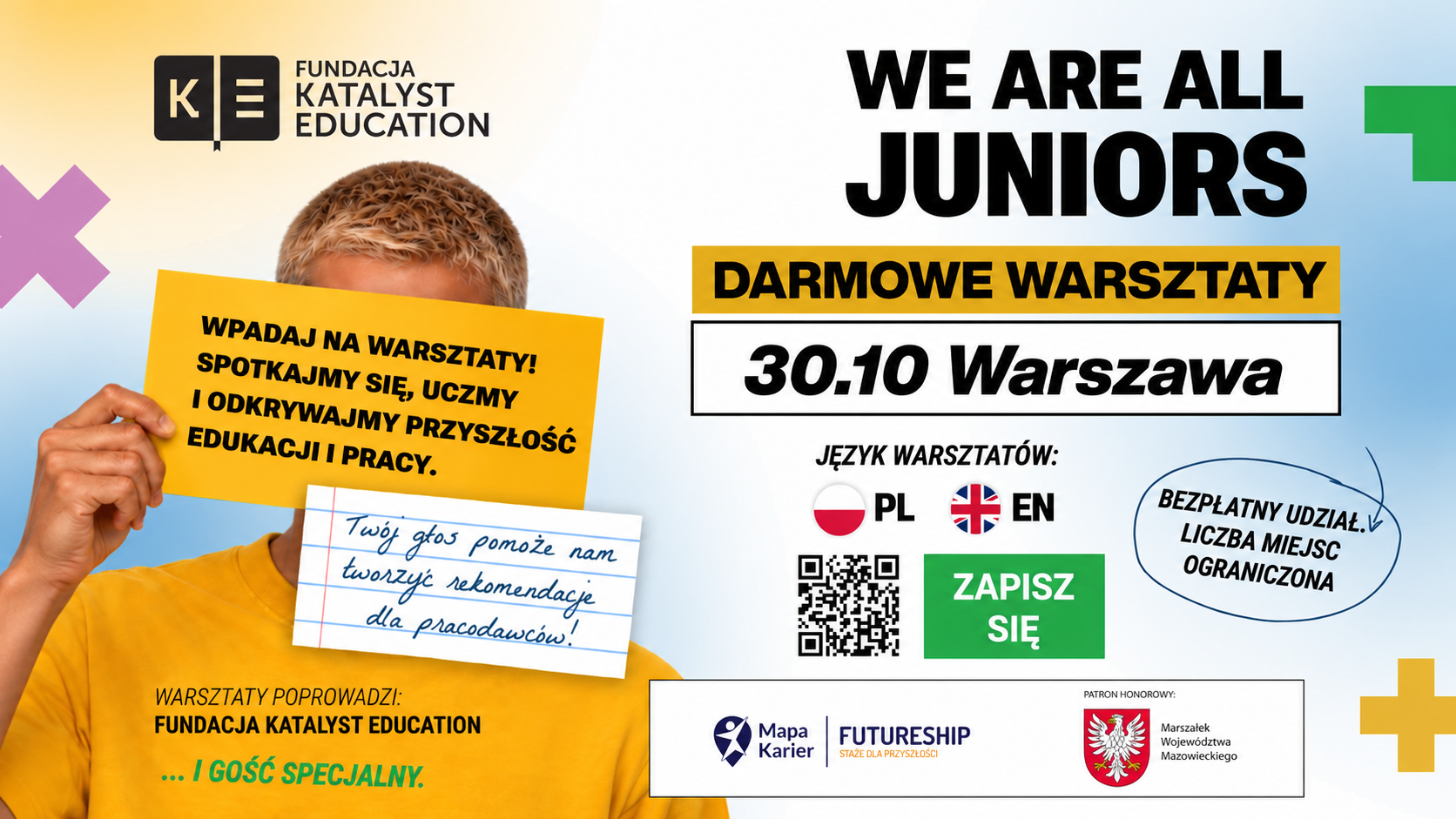 We Are All Juniors – bezpłatne warsztaty o pierwszej pracy i przyszłości rynku pracy