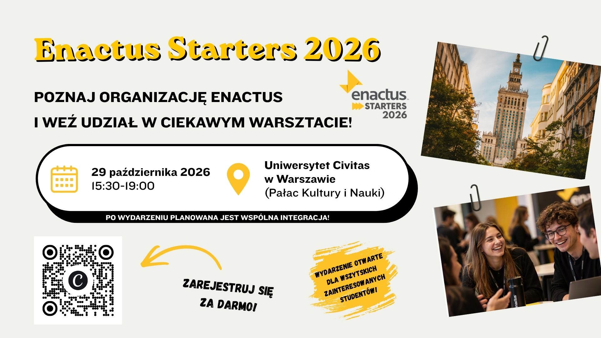 Enactus Starters 2026 – bezpłatne warsztaty, networking i spotkania z ekspertami biznesu