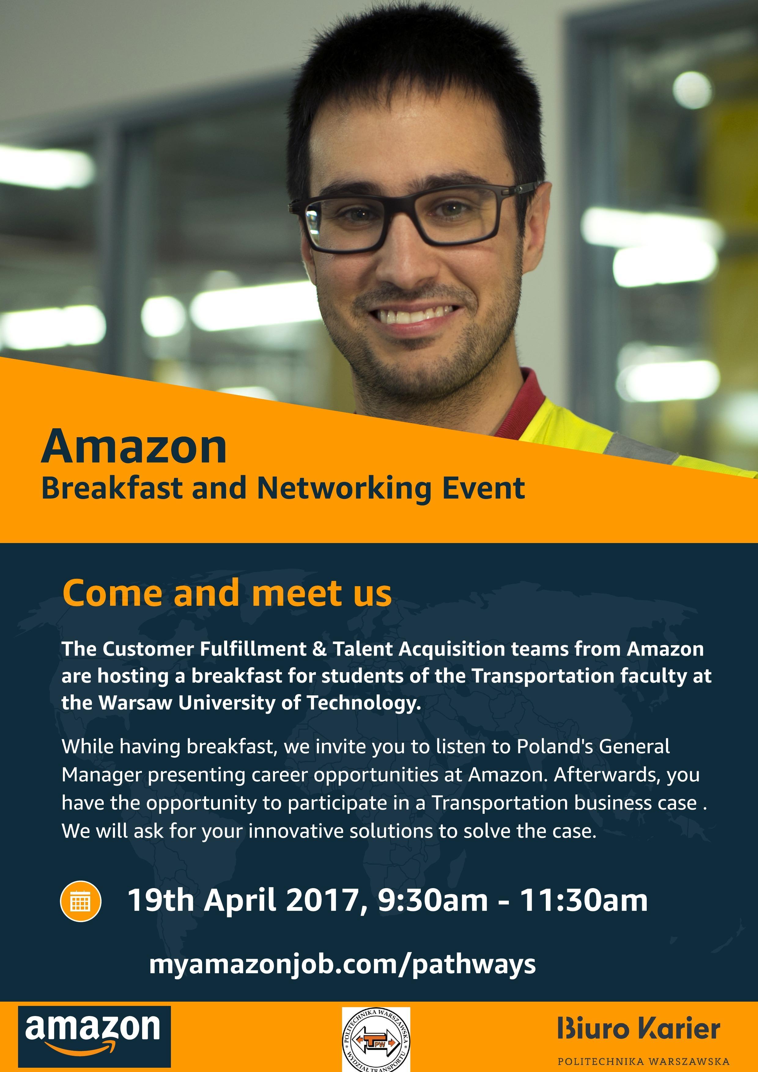 Zjedz śniadanie z Amazonem! Spotkaj sie z pracodawcą na Wydziale Transportu PW