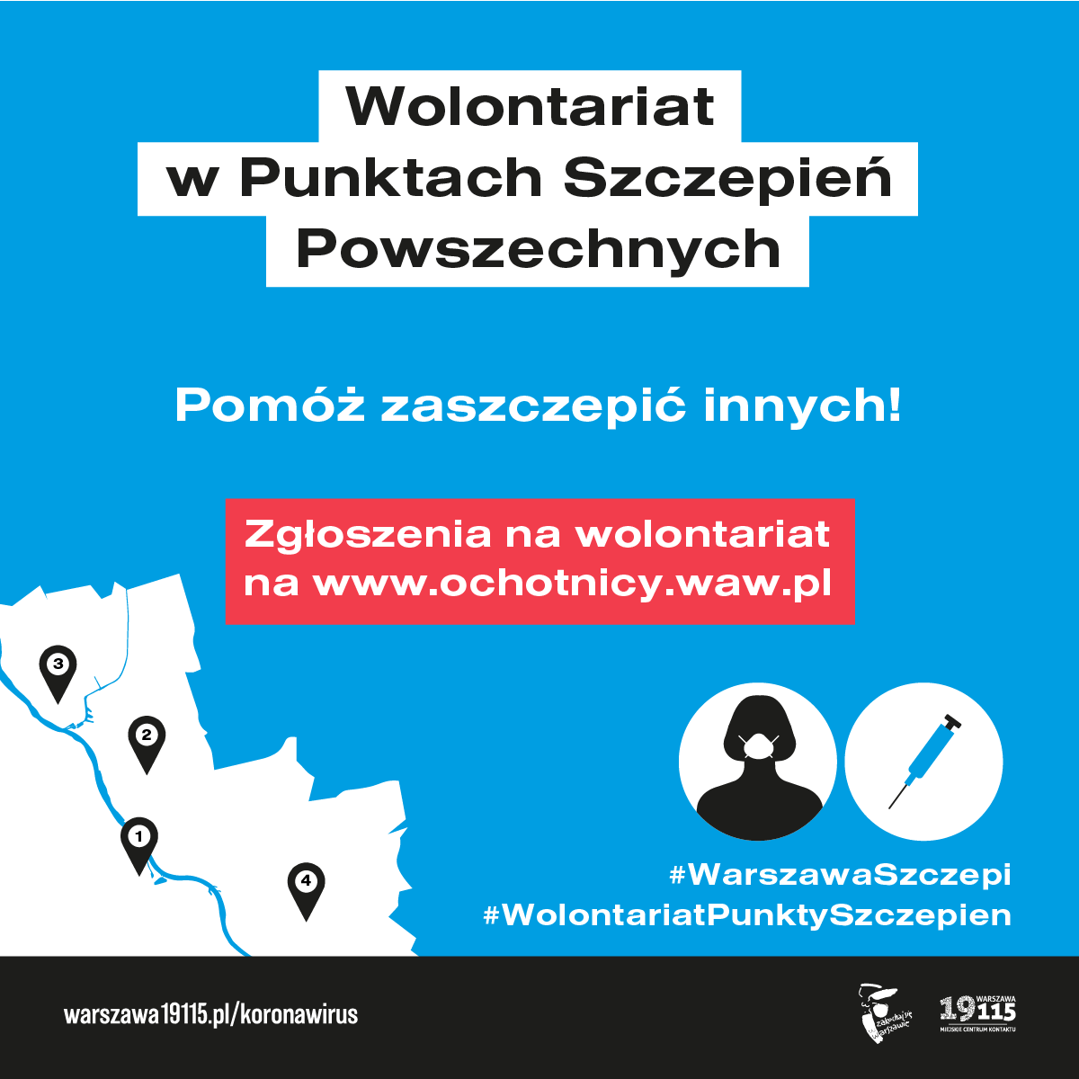 Wolontariusz w warszawskim punkcie szczepień powszechnych